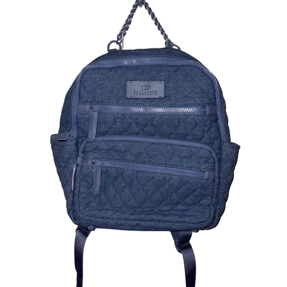 Heartlove‎ by Charo Quilted Denim Backpack Blue Jean NWT